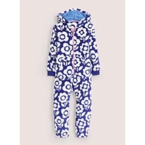 MINI BODEN | Floral Fleece Onesie | 4-5Y | Blue White